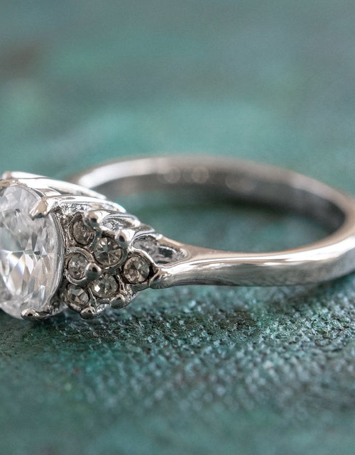 Load image into Gallery viewer, Vintage 1980's Cubic Zirconia Ring with Clear Austrian Crystals 18k Yellow Gold Electroplated by PVD Vintage Jewelry
