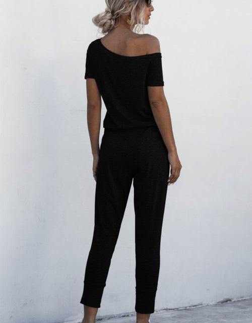 Load image into Gallery viewer, Asymmetrical Neck Tied Jumpsuit with Pockets
