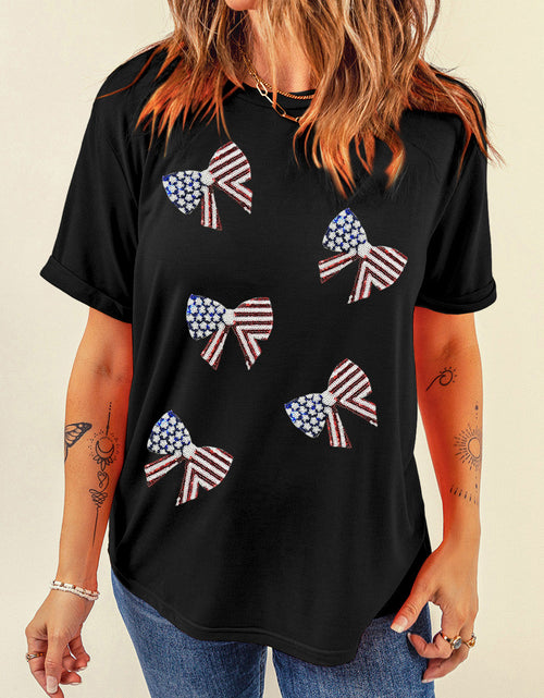 Load image into Gallery viewer, US Flag Round Neck Short Sleeve T-Shirt

