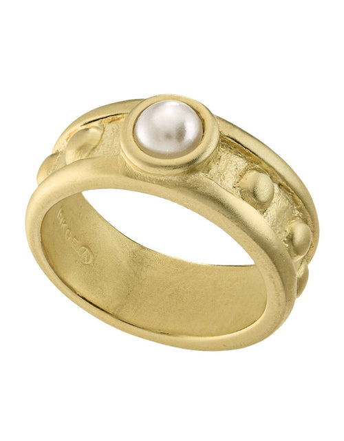 Load image into Gallery viewer, Vintage Ring 1970s Sapphire Cabocon Glass Ring 18k Brushed Gold September Birthstone #R3095 by PVD Vintage Jewelry
