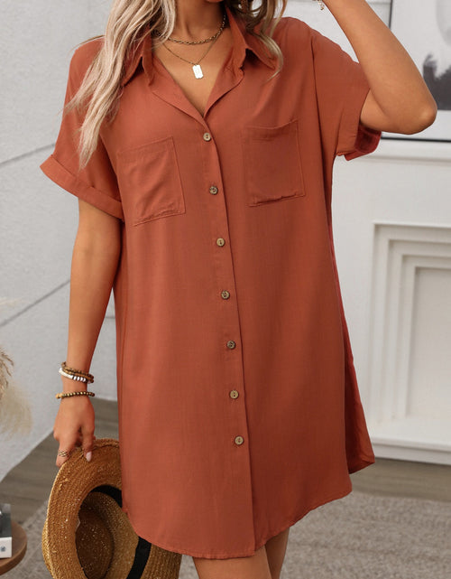 Load image into Gallery viewer, Button Down Short Sleeve Mini Dress
