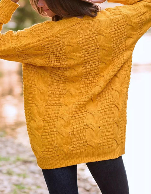 Load image into Gallery viewer, Cable-Knit Open Front Long Sleeve Cardigan
