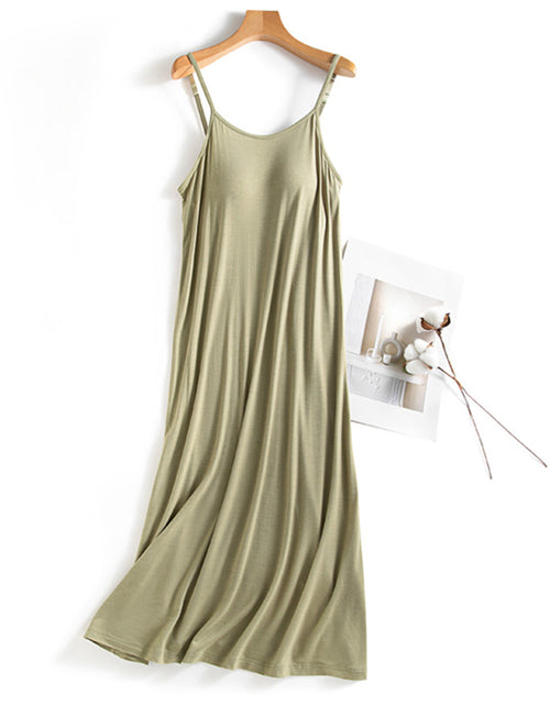 Load image into Gallery viewer, Scoop Neck Midi Cami Dress with Bra
