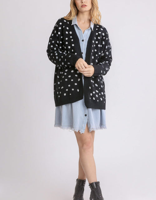 Load image into Gallery viewer, Umgee Polka Dot Open Front Drop Shoulder Cardigan
