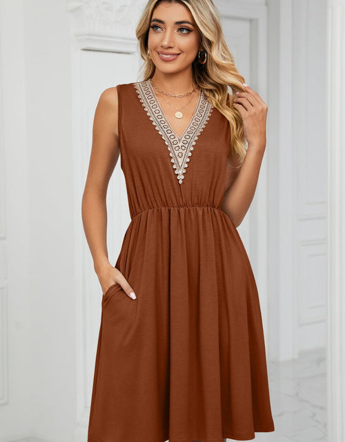 Load image into Gallery viewer, Contrast V-Neck Sleeveless Dress
