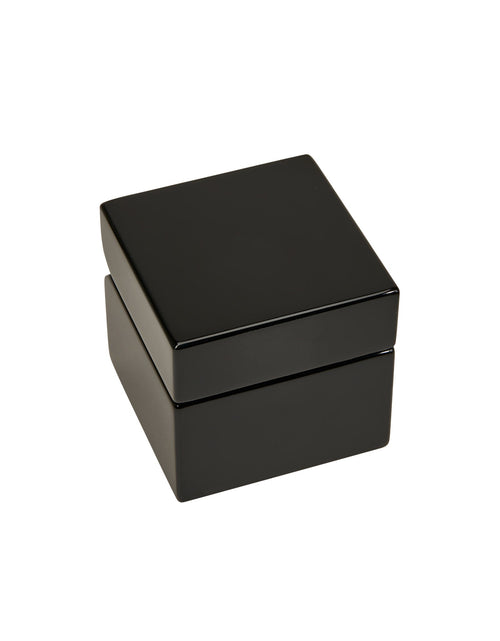 Load image into Gallery viewer, Black Square Wood Box with Clock &amp; Compass by Creative Gifts
