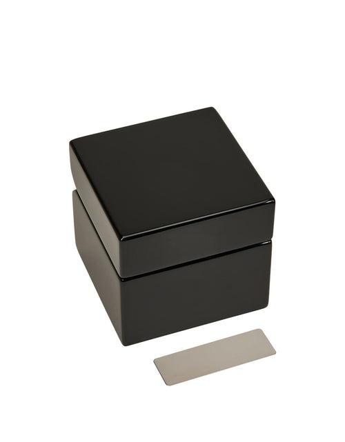 Load image into Gallery viewer, Black Square Wood Box with Clock &amp; Compass by Creative Gifts
