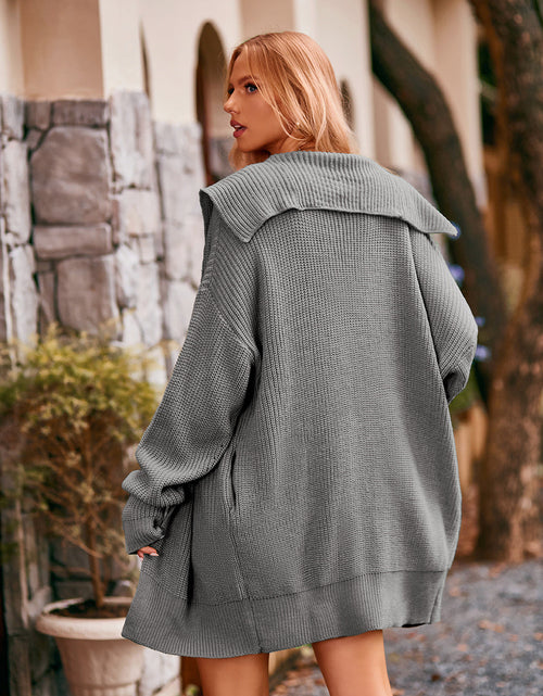Load image into Gallery viewer, Collared Neck Button-Up Cardigan with Pockets
