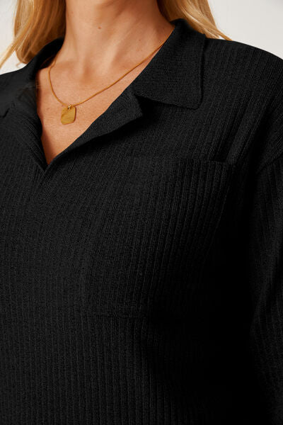 Load image into Gallery viewer, Collared Neck Dropped Shoulder T-Shirt
