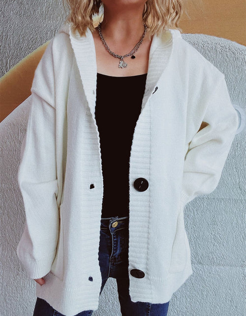 Load image into Gallery viewer, Dropped Shoulder Long Sleeve Hooded Cardigan
