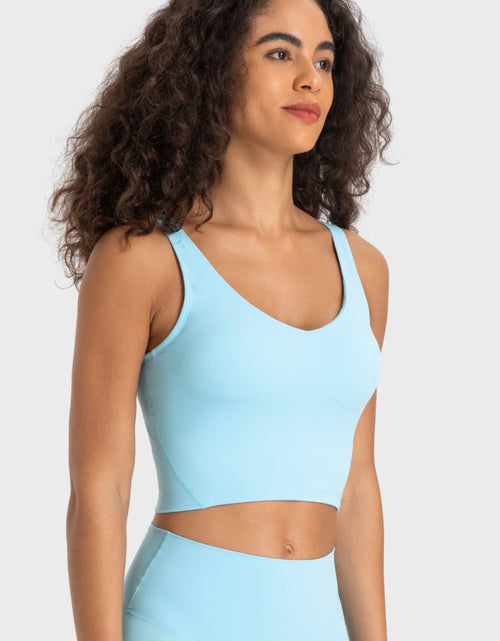 Load image into Gallery viewer, Millennia Deep V-Neck Crop Sports Bra
