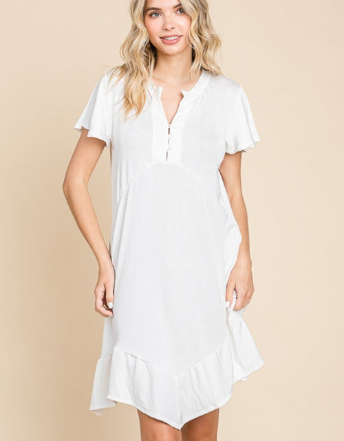 Load image into Gallery viewer, Culture Code Full Size Short Sleeve Ruffled Asymmetric Hem Dress
