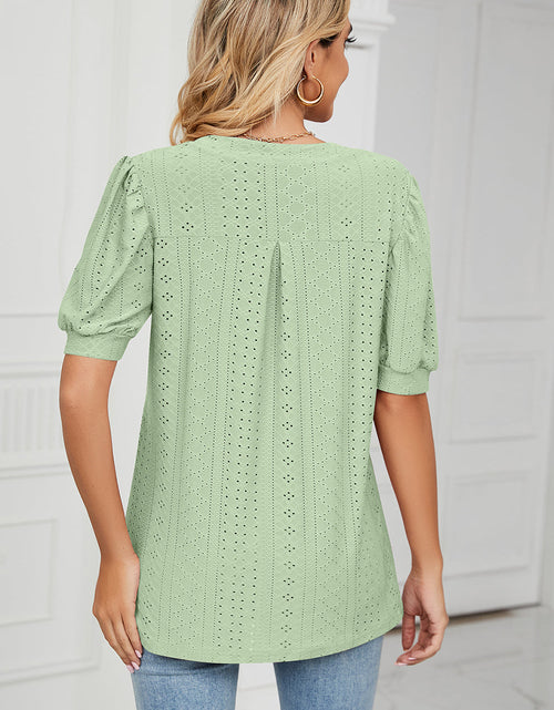 Load image into Gallery viewer, Eyelet Notched Short Sleeve T-Shirt
