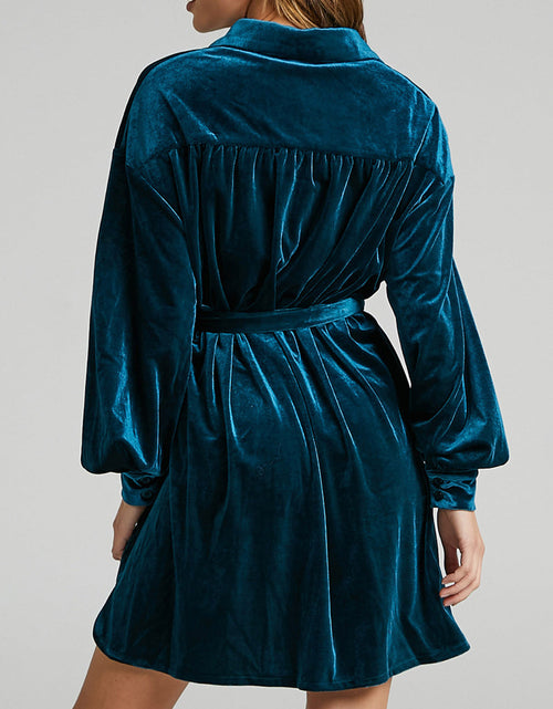 Load image into Gallery viewer, Collared Neck Button Down Long Sleeve Mini Dress
