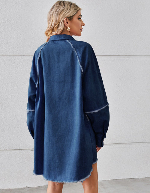 Load image into Gallery viewer, Raw Hem Button Up Denim Dress
