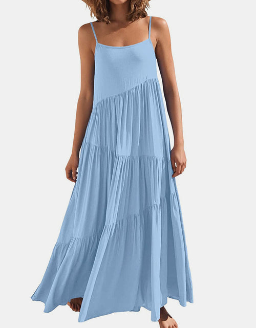 Load image into Gallery viewer, Full Size Ruched Tiered Spaghetti Strap Dress

