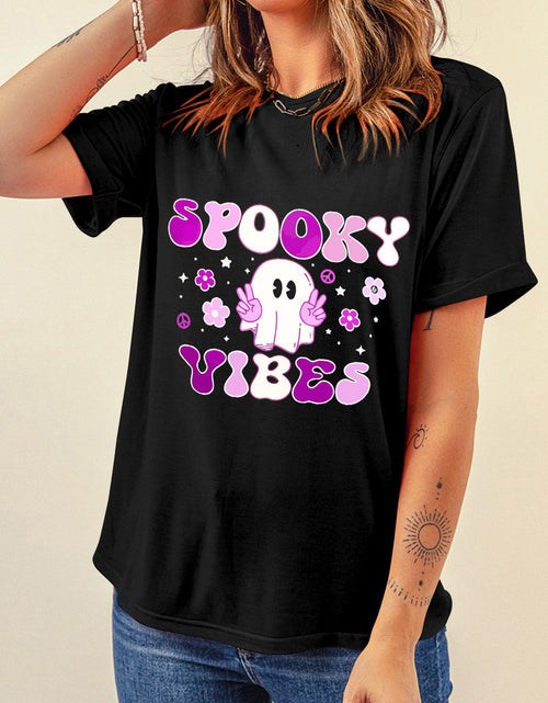 Load image into Gallery viewer, Graphic Round Neck Short Sleeve T-Shirt
