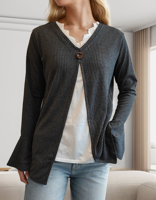 Load image into Gallery viewer, Faux Layered V-Neck Long Sleeve T-Shirt
