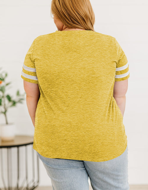 Load image into Gallery viewer, Plus Size Striped V-Neck Tee Shirt
