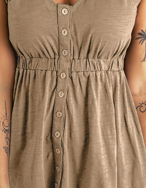 Load image into Gallery viewer, Sleeveless Button Down Mini Magic Dress
