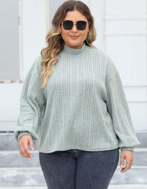 Load image into Gallery viewer, Plus Size Mock Neck Long Sleeve Knit Top
