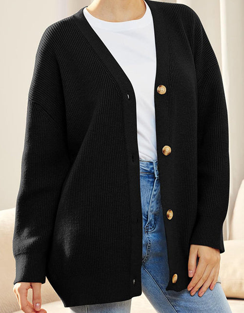 Load image into Gallery viewer, Button Down V-Neck Long Sleeve Cardigan
