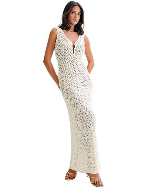 Load image into Gallery viewer, Openwork Sleeveless Maxi Dress

