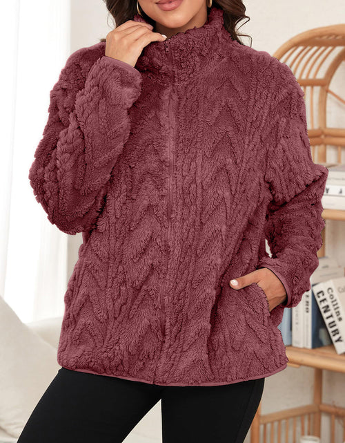 Load image into Gallery viewer, Fuzzy Zip Up Long Sleeve Jacket
