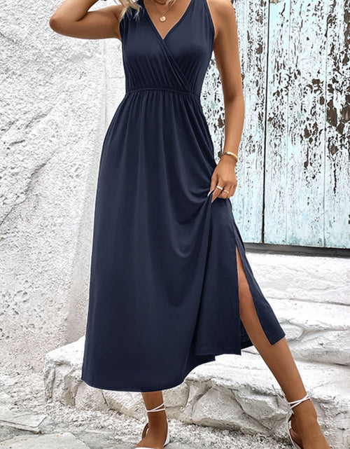 Load image into Gallery viewer, Perfee Surplice Neck Slit Sleeveless Dress
