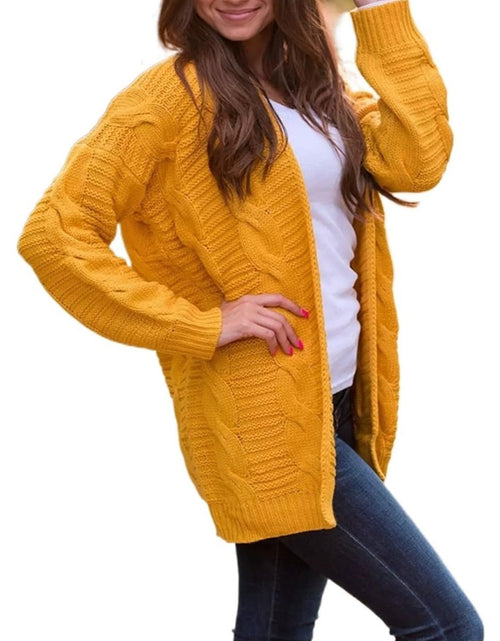 Load image into Gallery viewer, Cable-Knit Open Front Long Sleeve Cardigan
