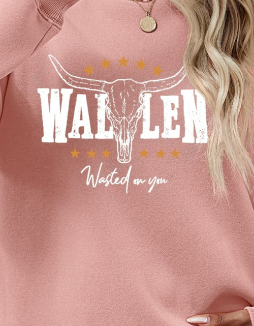 Load image into Gallery viewer, Graphic Round Neck Dropped Shoulder Sweatshirt

