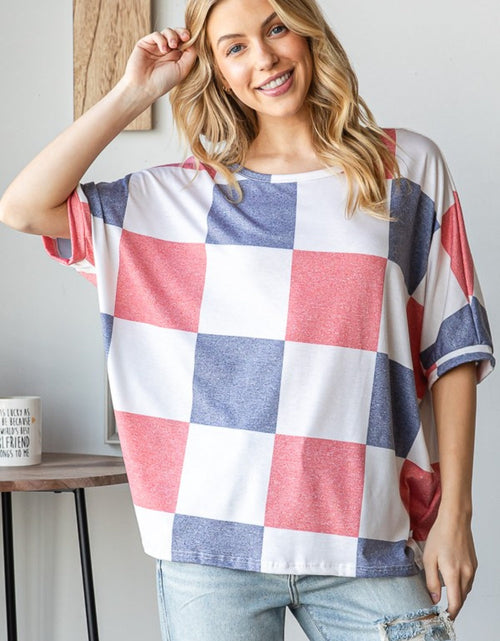 Load image into Gallery viewer, HOPELY Checkered Round Neck Half Sleeve T-Shirt
