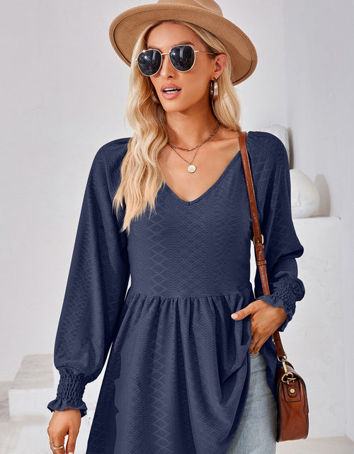 Load image into Gallery viewer, V-Neck Lantern Sleeve Blouse
