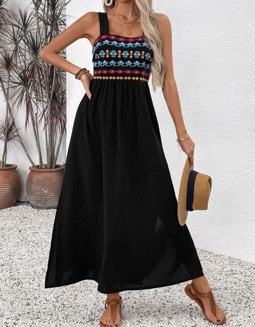 Load image into Gallery viewer, Perfee Embroidered Floral Side Slit Sleeveless Midi Dress
