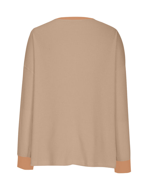 Load image into Gallery viewer, Waffle Knit Round Neck Long Sleeve T-Shirt
