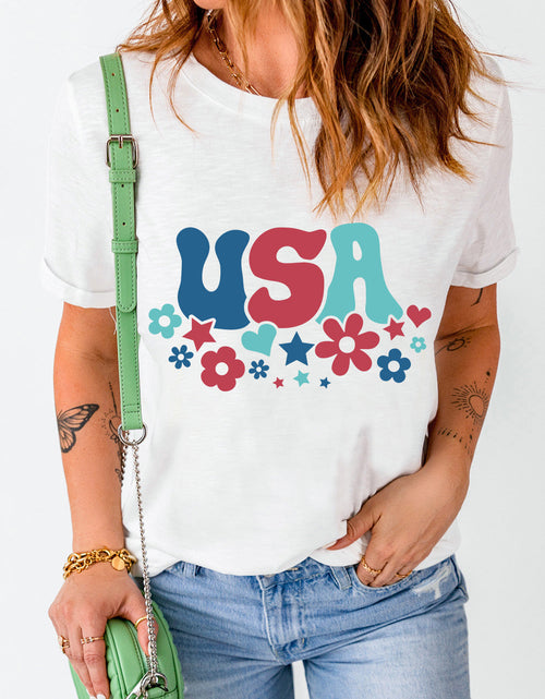Load image into Gallery viewer, USA Round Neck Short Sleeve T-Shirt
