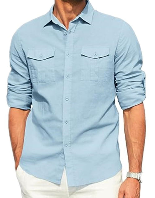 Load image into Gallery viewer, Men's Plus Size Button Down Collared Neck Long Sleeve Shirt
