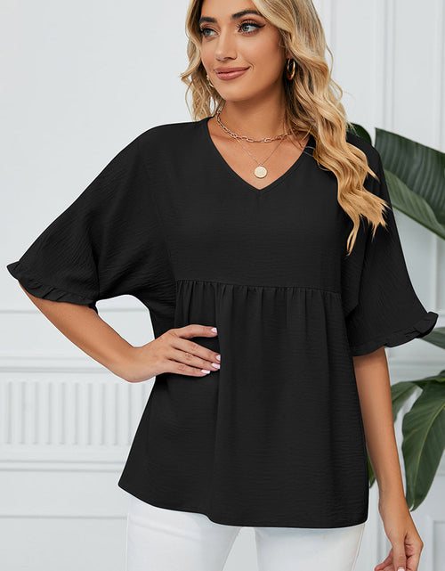 Load image into Gallery viewer, Peplum V-Neck Half Sleeve T-Shirt
