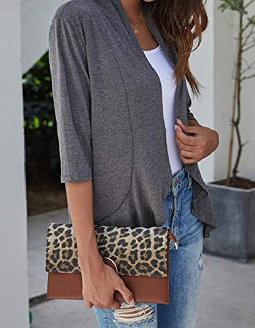 Load image into Gallery viewer, Open Front Three-Quarter Sleeve Cardigan
