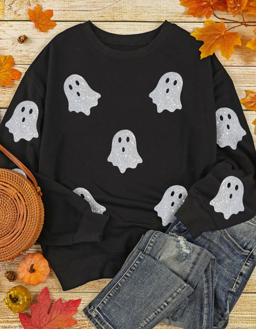 Load image into Gallery viewer, Glitter Round Neck Long Sleeve Sweatshirt
