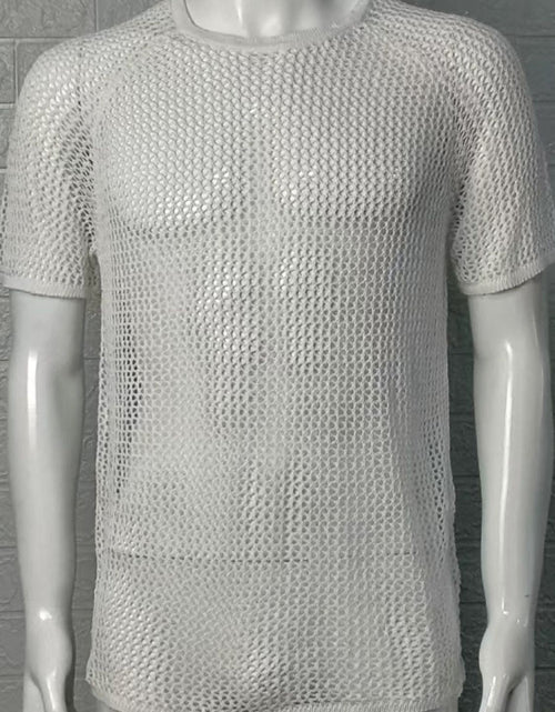 Load image into Gallery viewer, Men's Openwork Round Neck Short Sleeve T-Shirt
