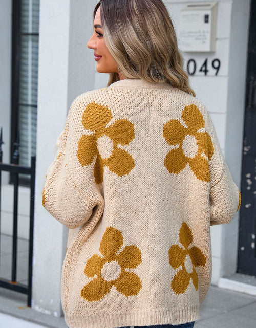 Load image into Gallery viewer, Angel Wings Flower Open Front Long Sleeve Cardigan
