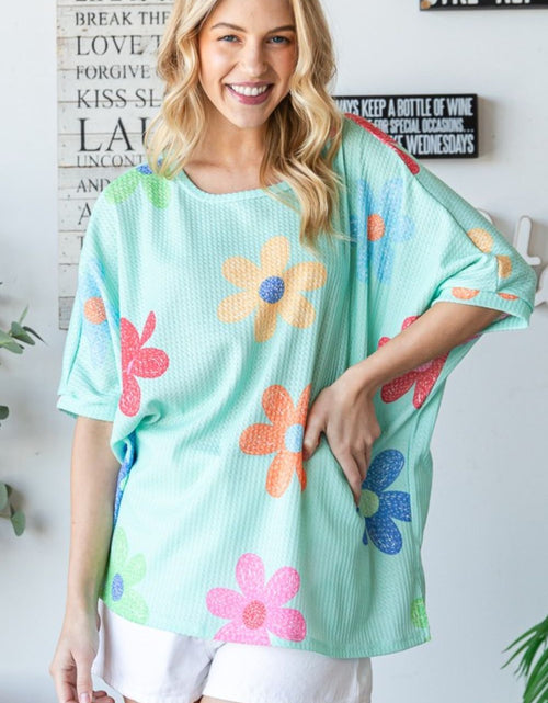 Load image into Gallery viewer, HOPELY Floral Waffle Oversize T-Shirt
