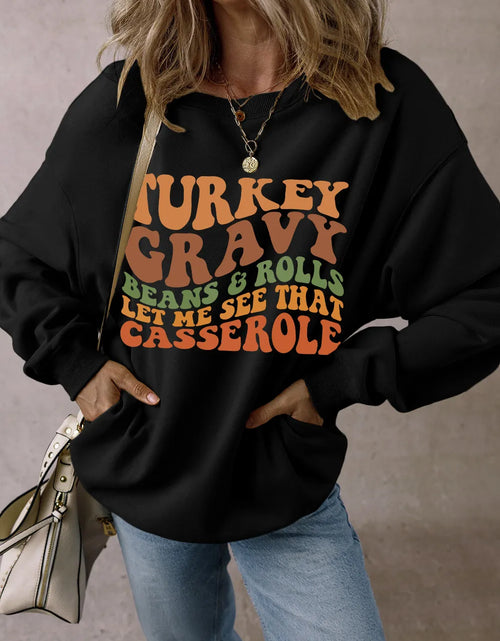 Load image into Gallery viewer, Letter Graphic Round Neck Long Sleeve Sweatshirt
