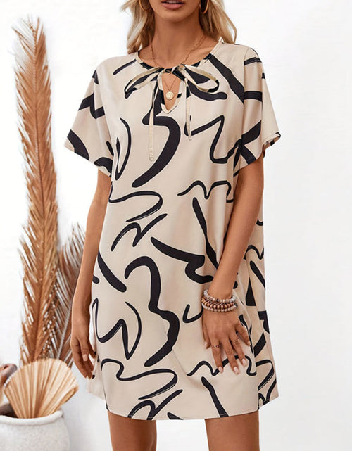 Load image into Gallery viewer, Printed Short Sleeve Mini Dress
