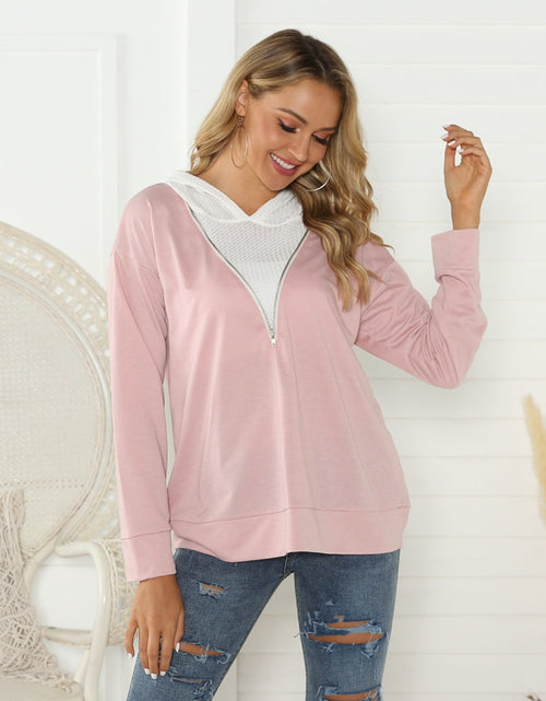 Load image into Gallery viewer, Shiny Contrast Zip Detail Hoodie
