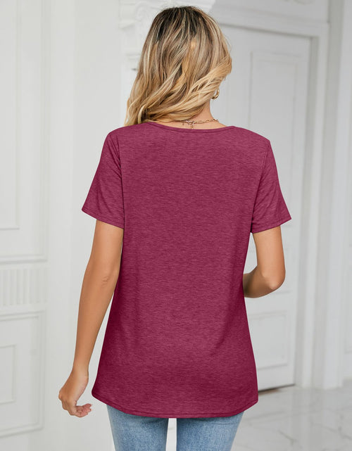 Load image into Gallery viewer, Ruched V-Neck Short Sleeve T-Shirt
