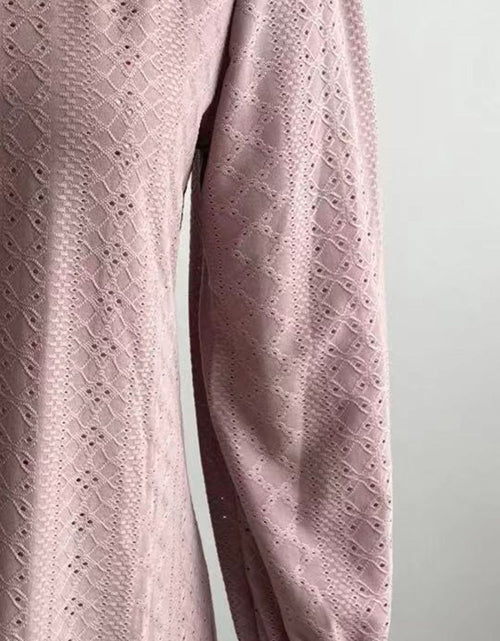 Load image into Gallery viewer, Eyelet V-Neck Flounce Sleeve Blouse
