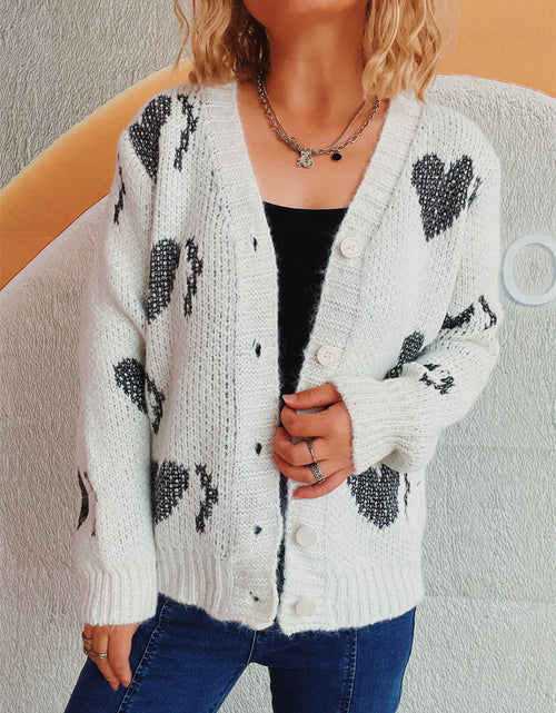 Load image into Gallery viewer, Heart Button Up Long Sleeve Cardigan
