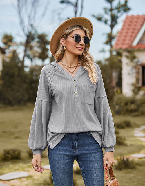 Load image into Gallery viewer, Dropped Shoulder Button-Down Hoodie

